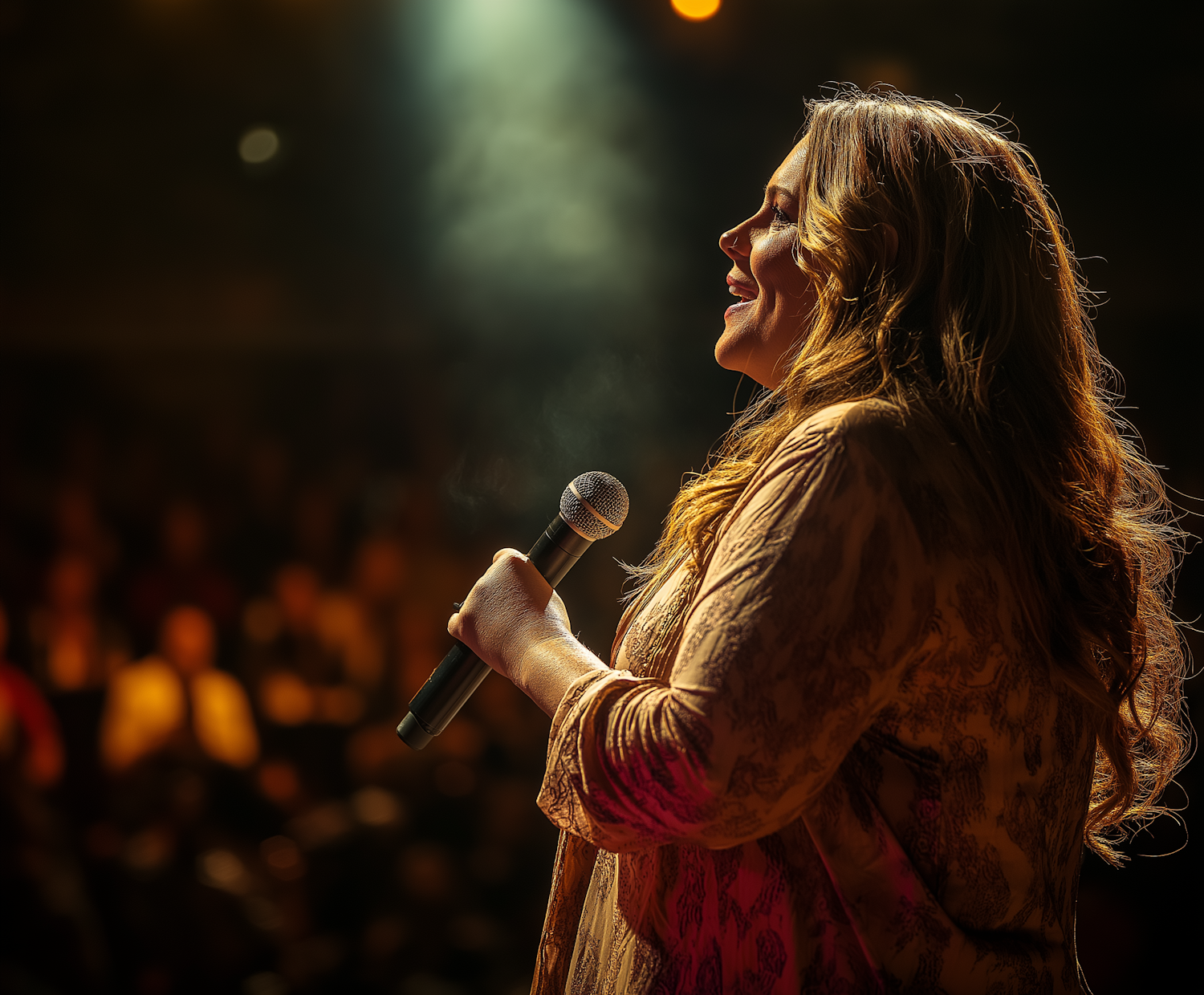 Woman on Stage with Microphone