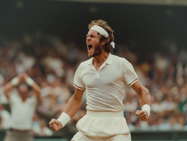 Triumphant Tennis Player