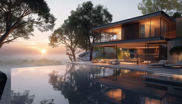 Luxurious Modern House at Sunset