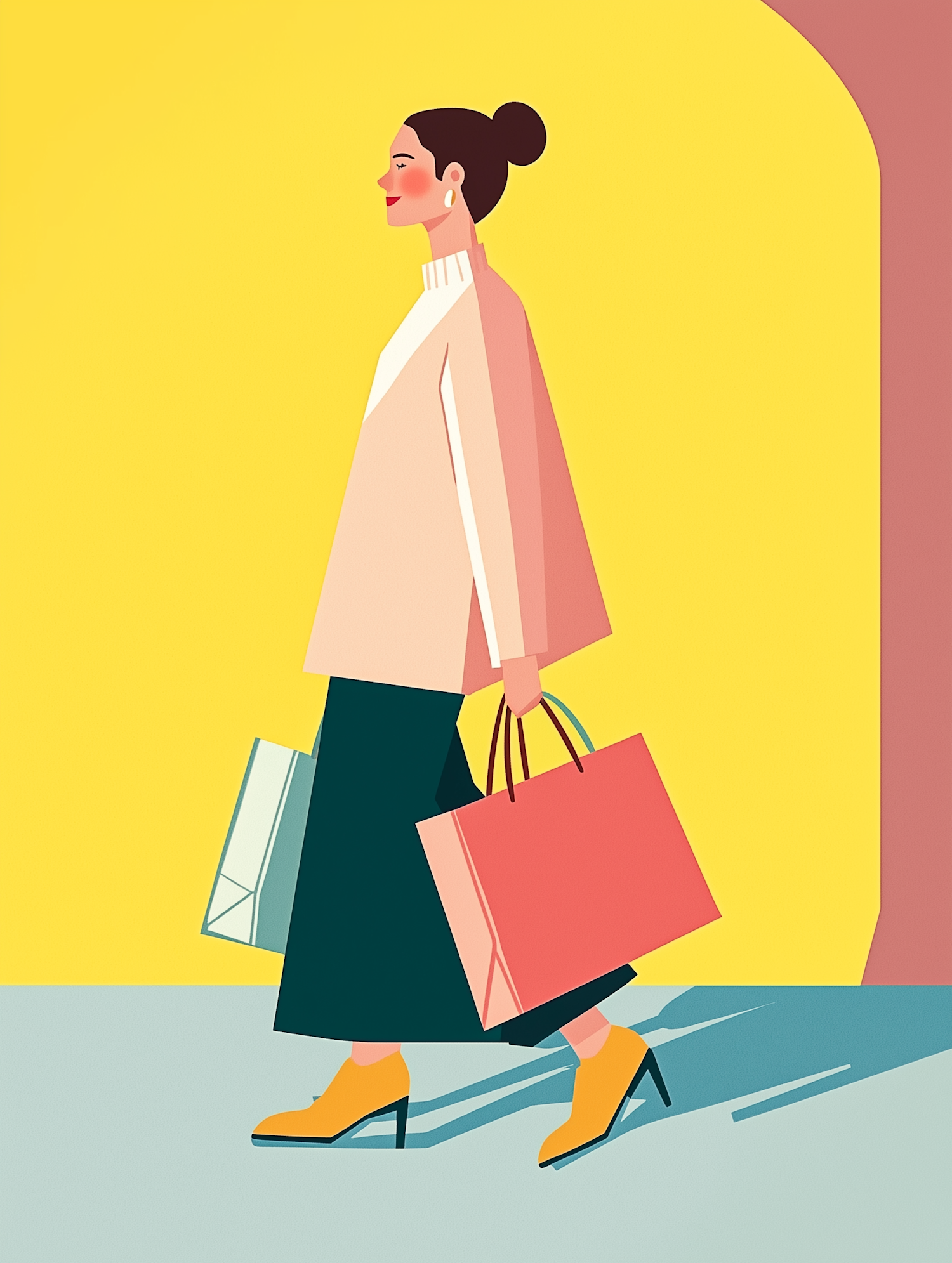 Fashionable Shopping Spree Illustration