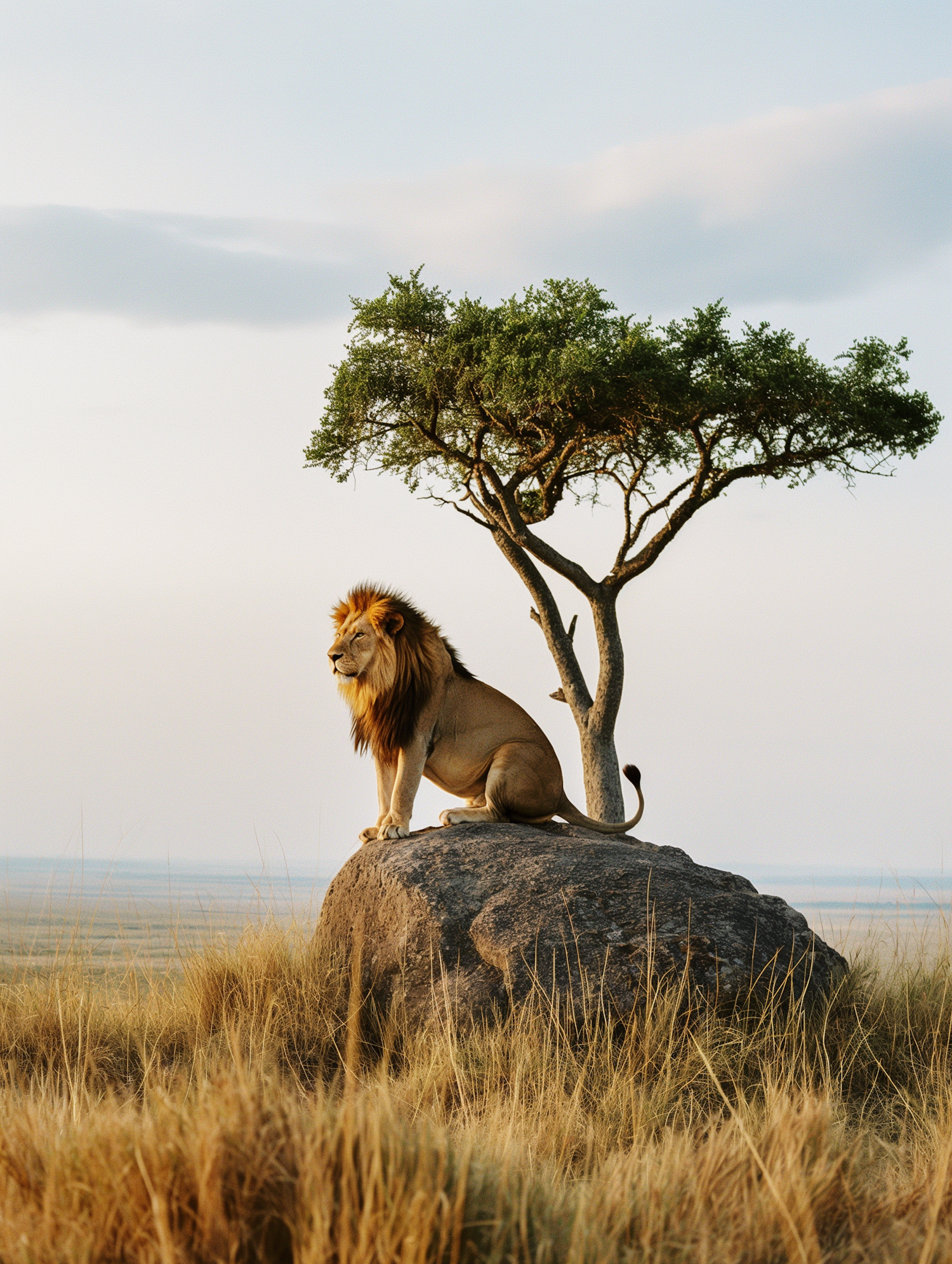 Regal Lion atop a Rock