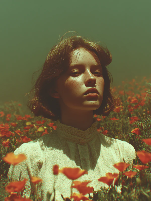 Woman in Flower Field