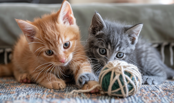 Playful Kittens with Yarn