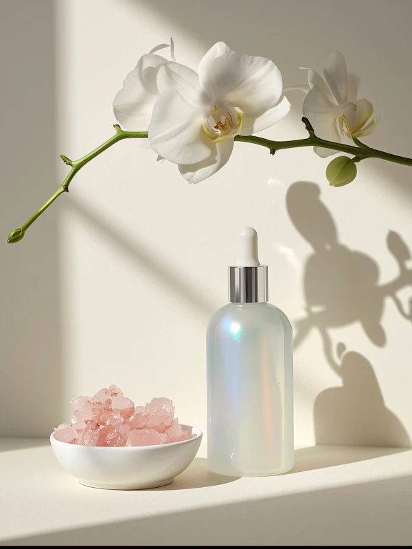 Orchid and Glass Bottle