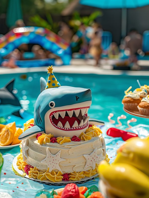 Shark Cake at Pool Party