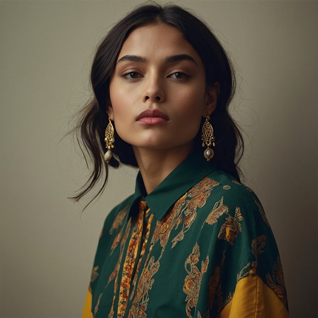 Elegant Woman in Floral Garment