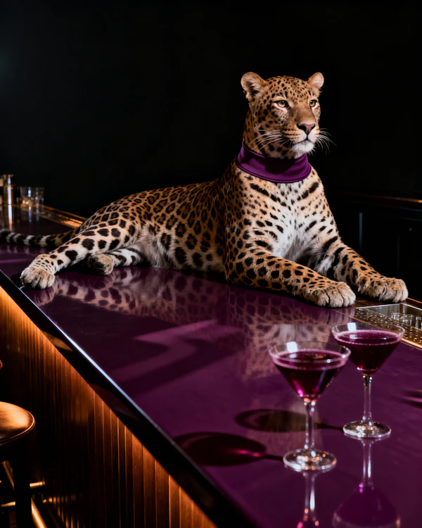 Leopard on Bar Counter