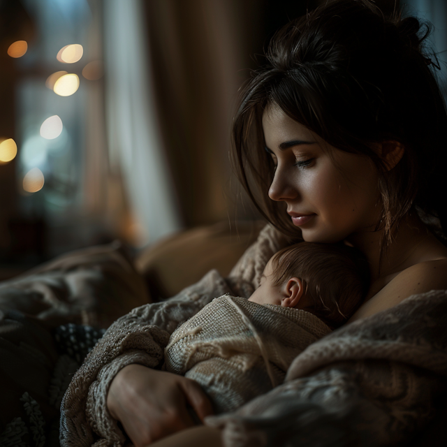 Serene Mother and Newborn Moment