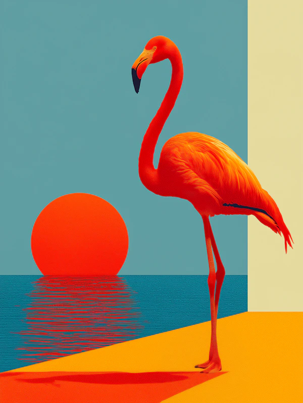 Flamingo Sunset Scene