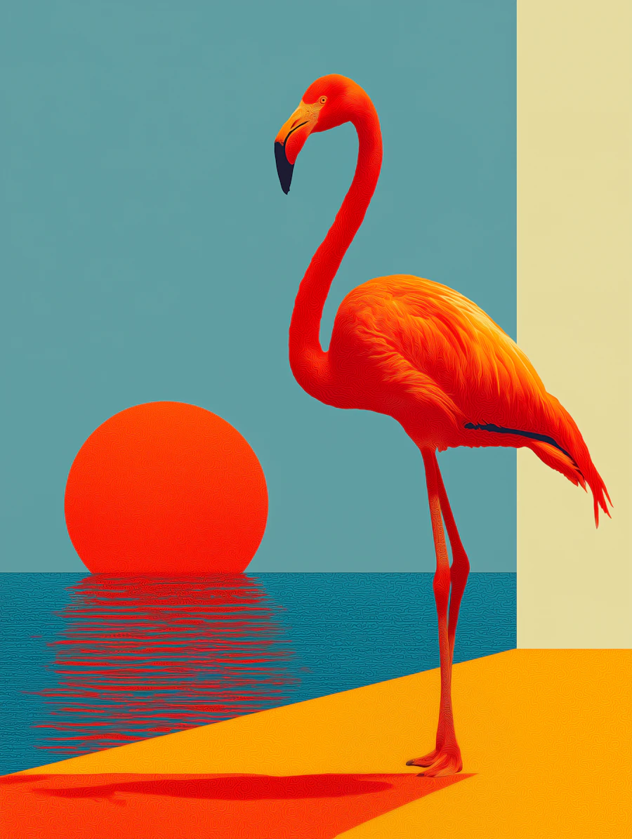 Flamingo Sunset Scene