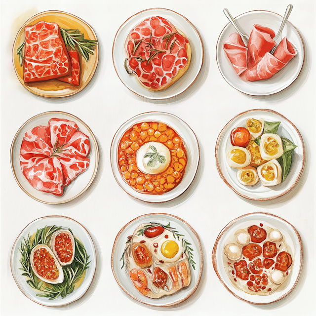 Illustrated Food Grid