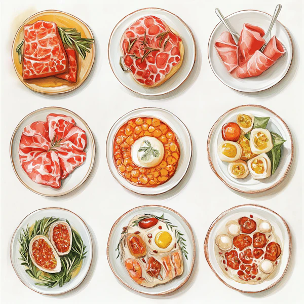 Illustrated Food Grid