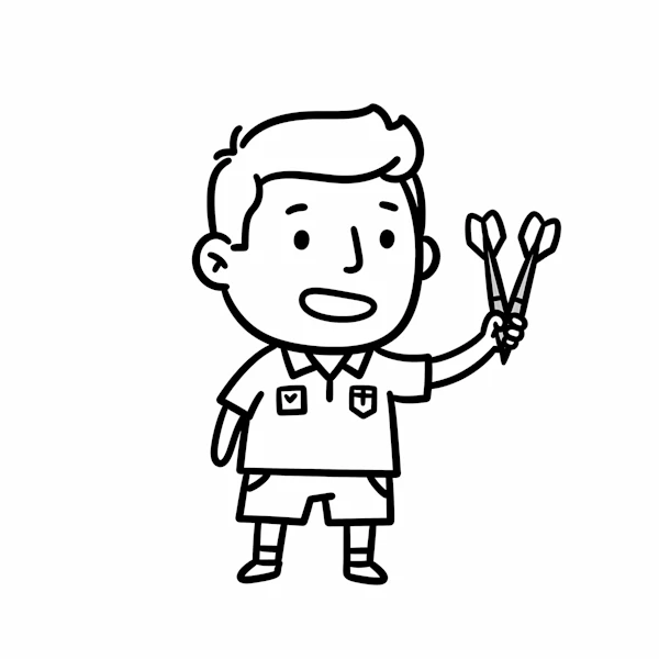 Cheerful Boy with Darts