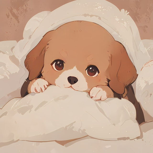 Cozy Puppy Under Blanket