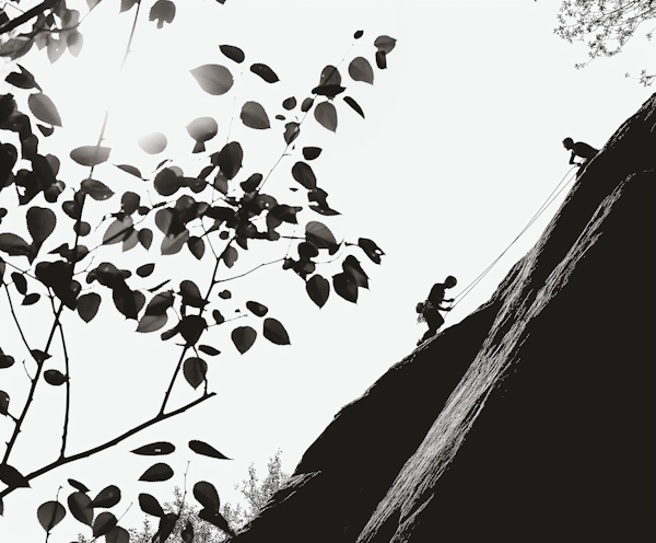 Black and White Rock Climbing Adventure