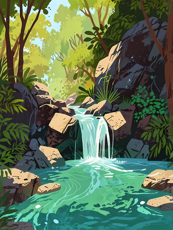 Serene Waterfall Scene