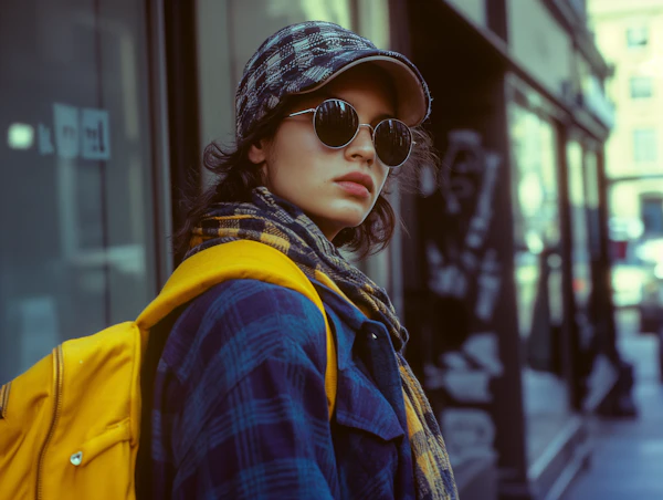 Urban Serenity: Stylish Woman in Yellow Raincoat