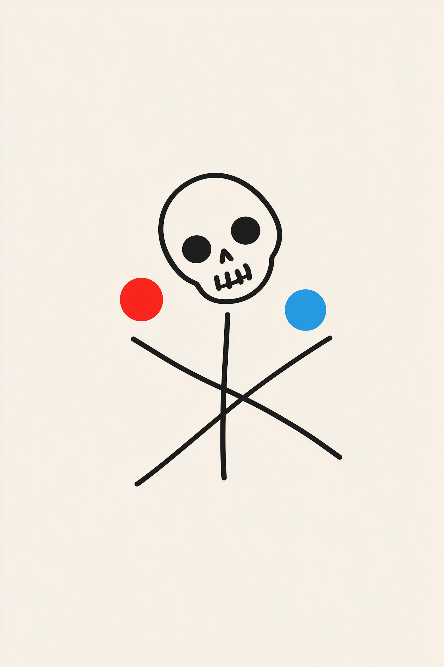 Minimalist Stick Figure with Skull