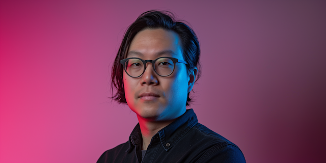 Artistic Portrait of Asian Man with Split Lighting