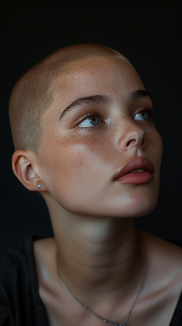 Striking Portrait of Young Bald Woman