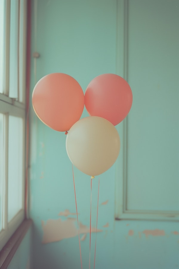 Trio of Balloons in Vintage Interior