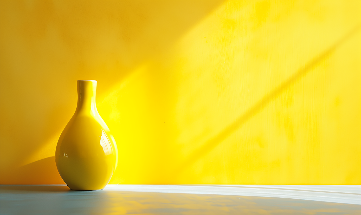 Bold Yellow Vase Against Vibrant Wall