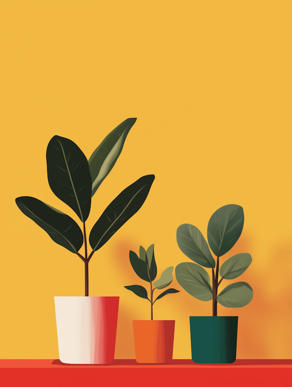 Stylized Potted Plants Illustration