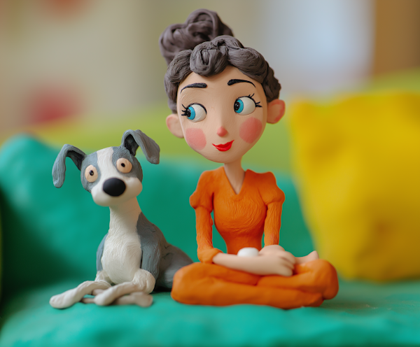 Clay Models of Female Character and Dog