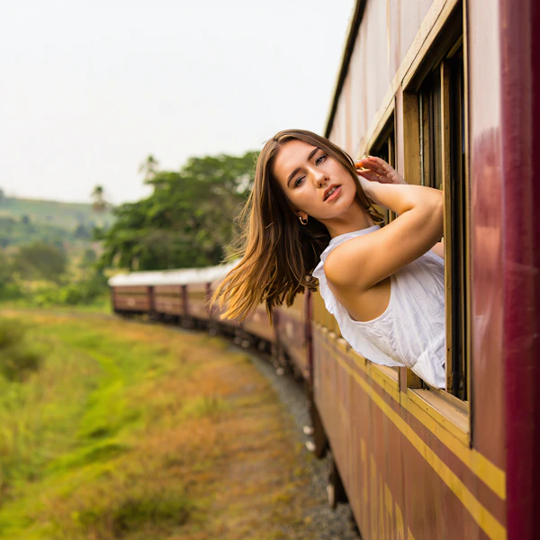 Woman on Train Journey
