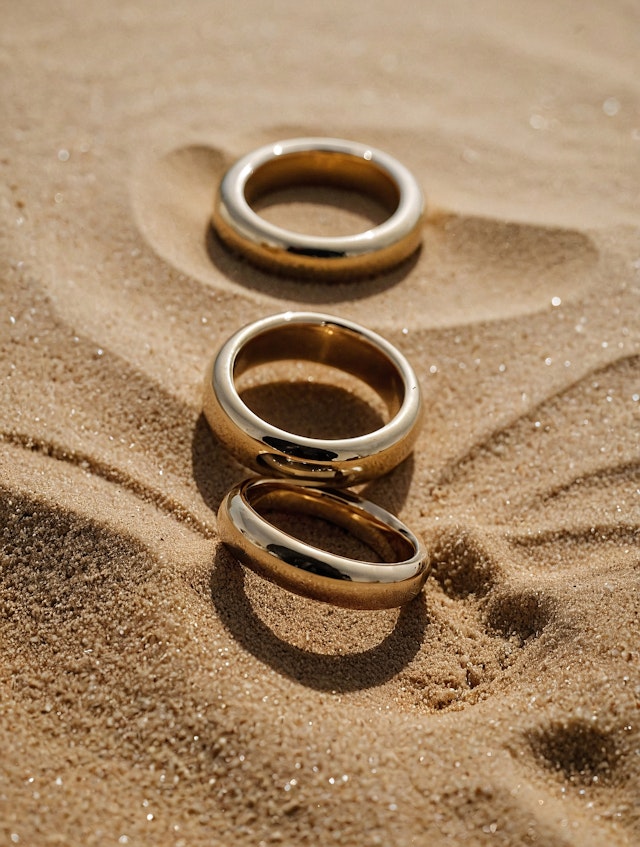 Gold Rings in Sand