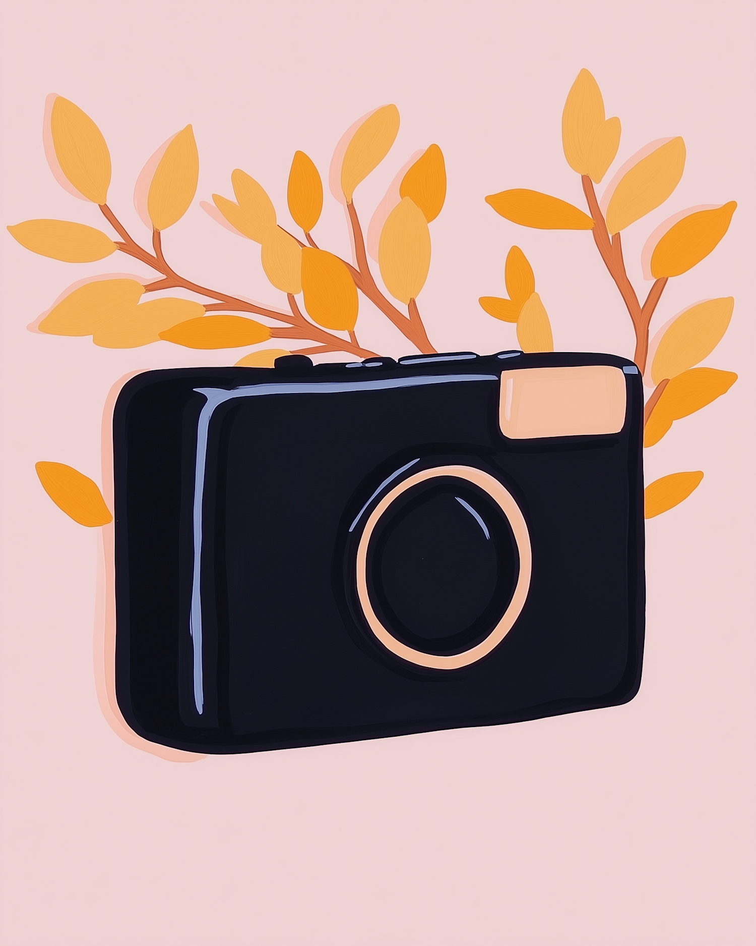 Stylized Camera with Leaves