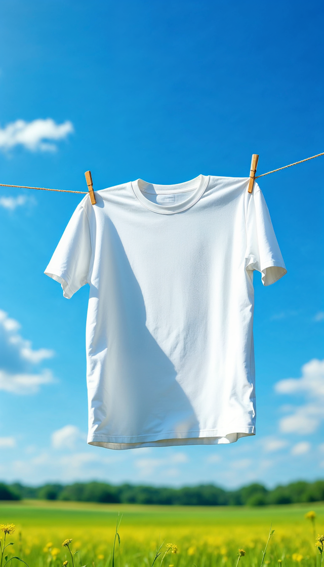 Crisp White T-Shirt on Clothesline