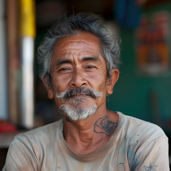Portrait of an Elderly Man with Tattoo