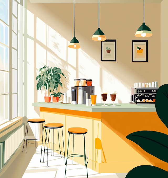 Serene Coffee Bar Illustration