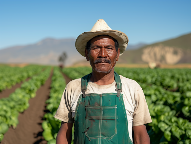 Solemn Farmer in Agricultural Field