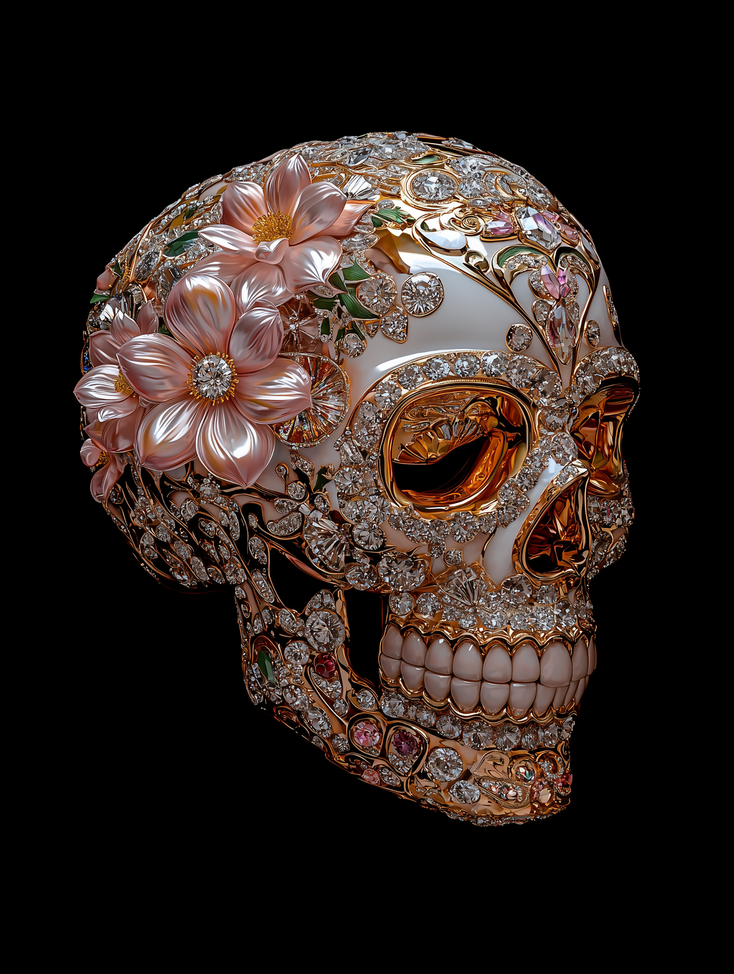 Ornate Jewel-Encrusted Skull