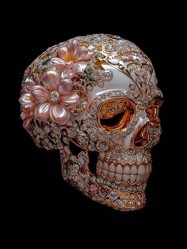 Ornate Jewel-Encrusted Skull