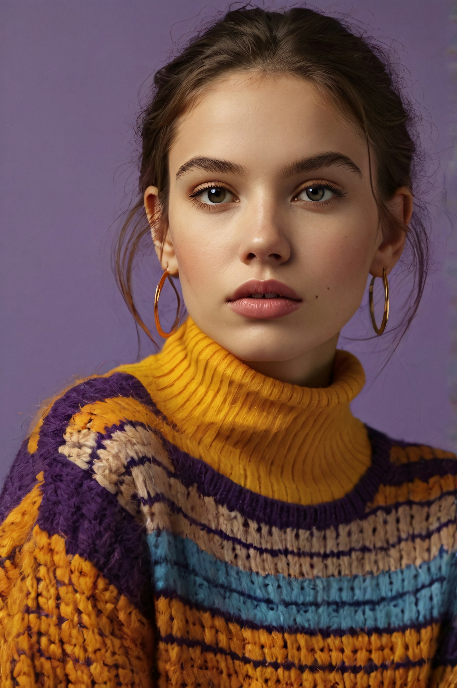 Portrait of a Young Woman in Vibrant Sweater