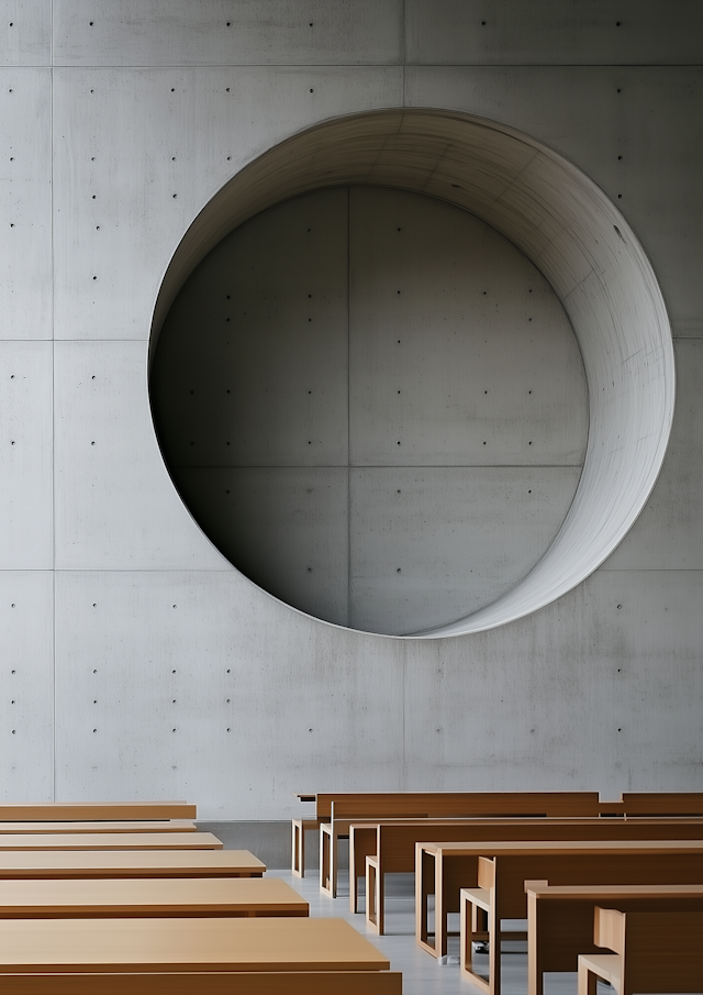 Minimalist Interior with Circular Cutout