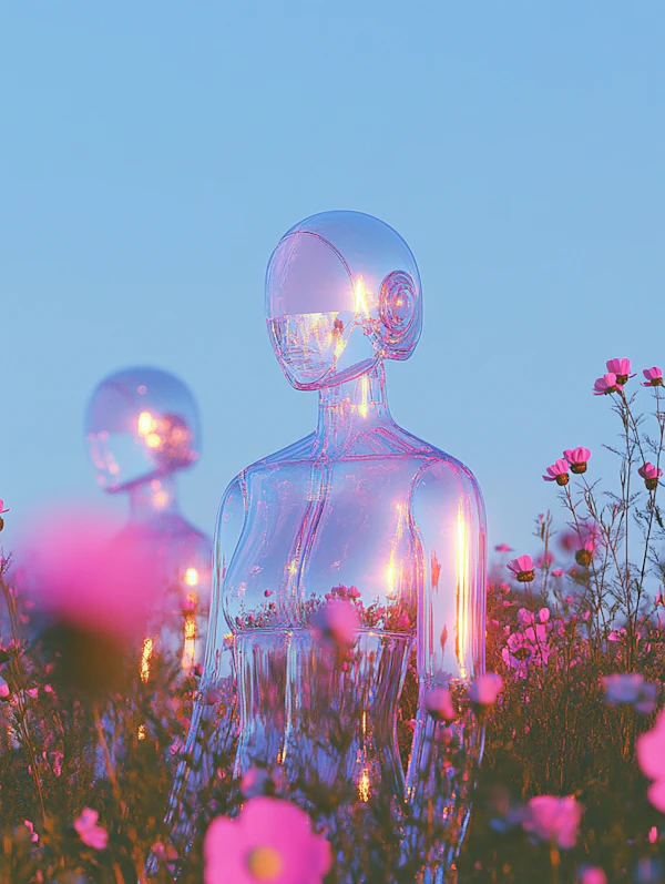 Glass Figures in Flower Field