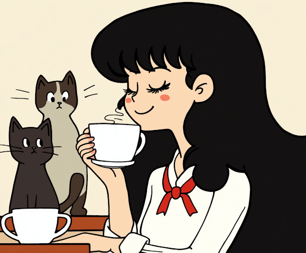 Tranquil Tea Time with Cats