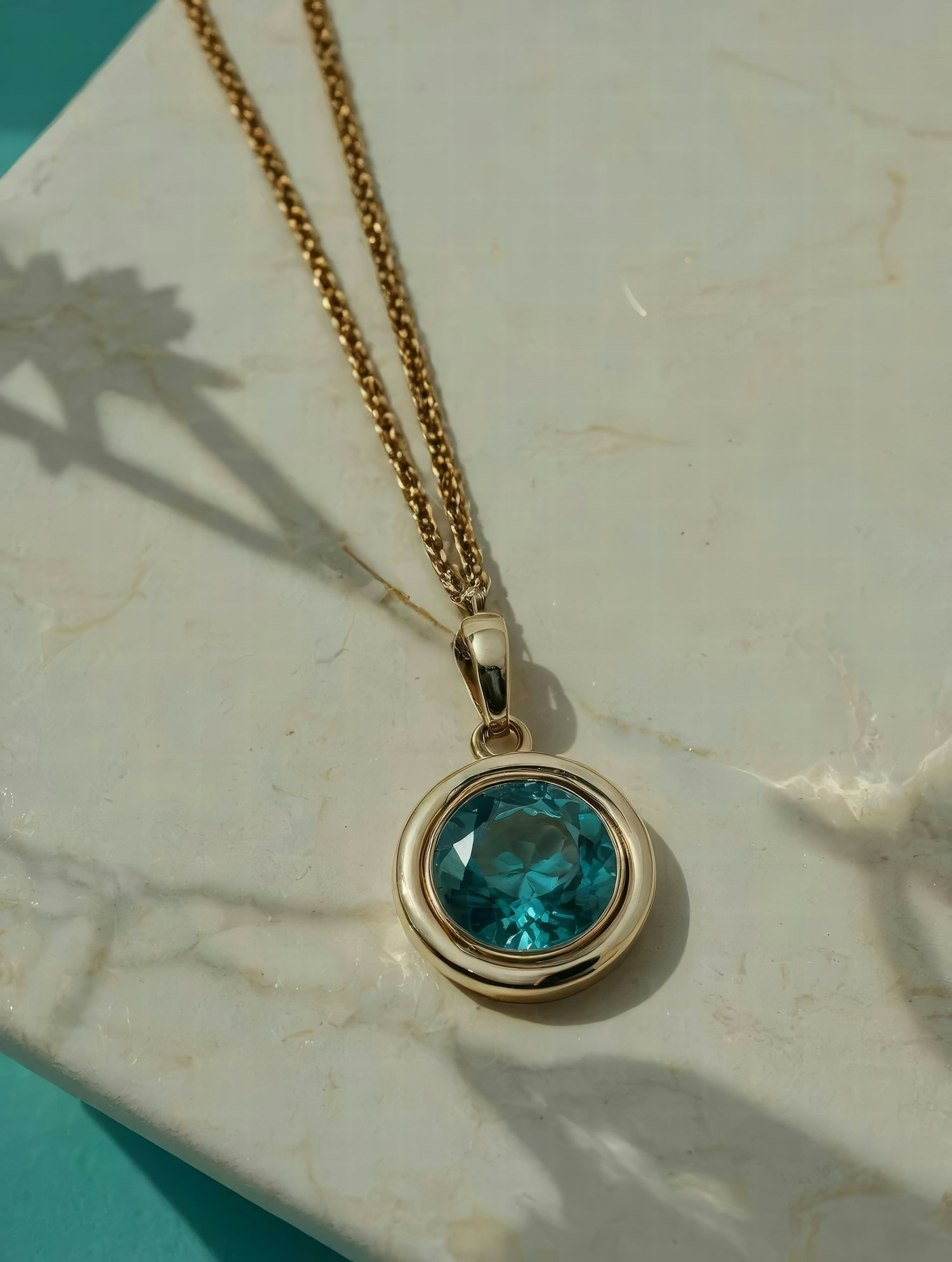 Elegant Gold Necklace with Blue Gemstone