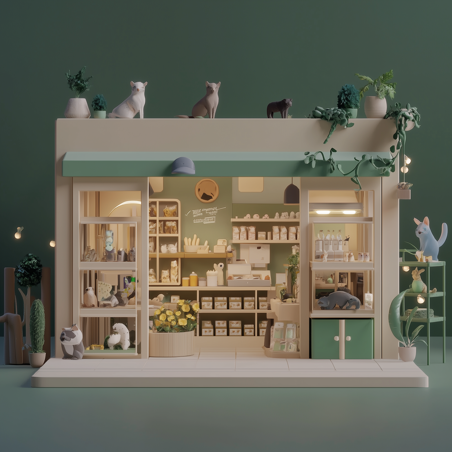 Charming Storefront with Animal Figures