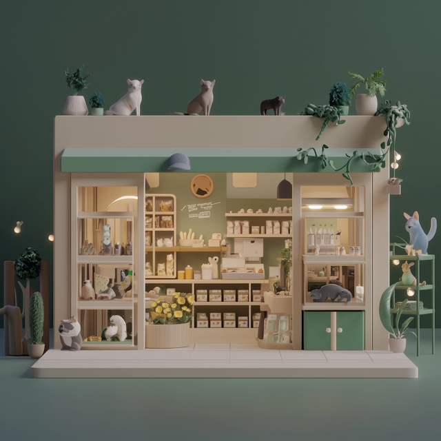 Charming Storefront with Animal Figures