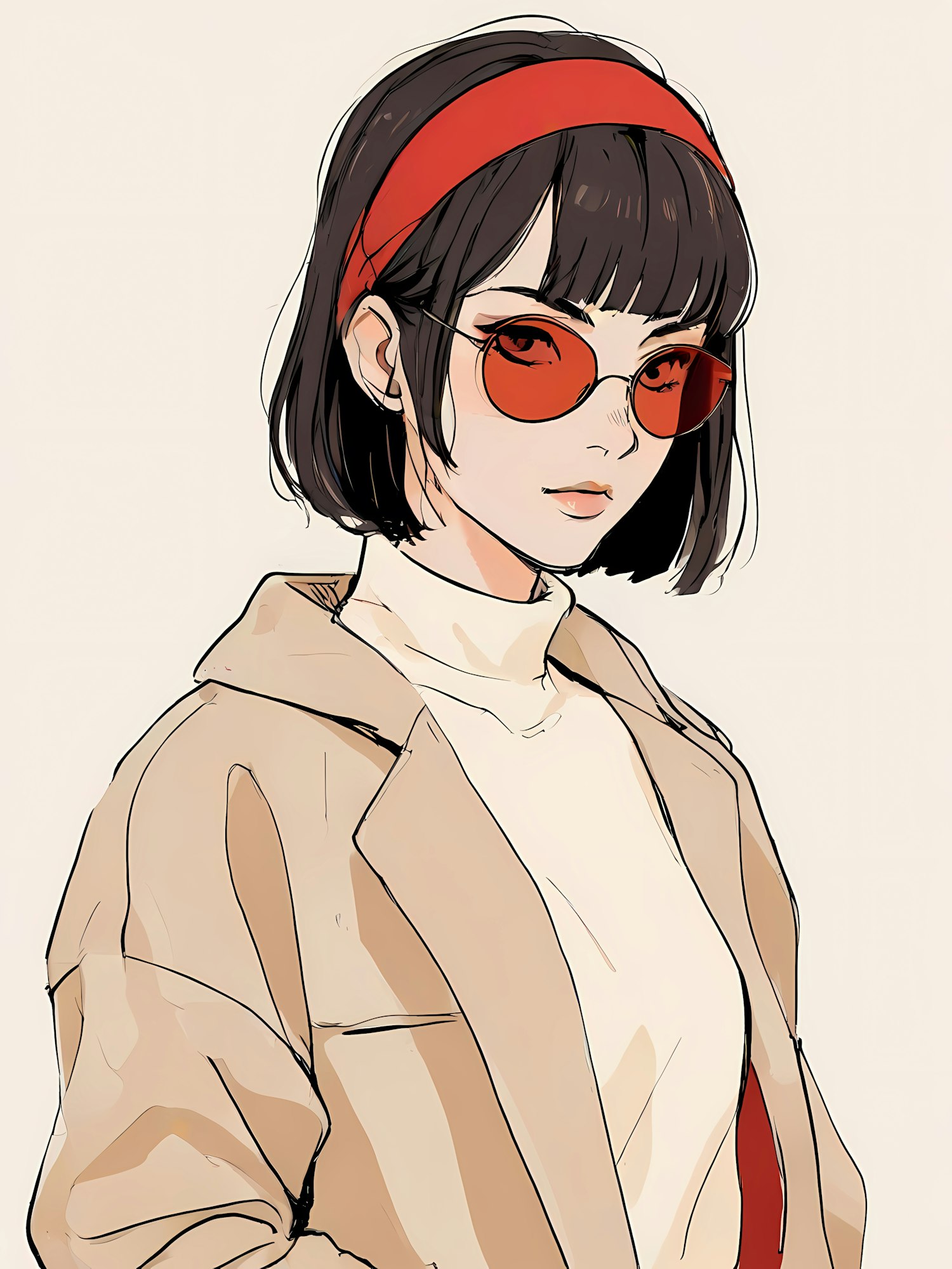 Stylized Portrait with Red Accents