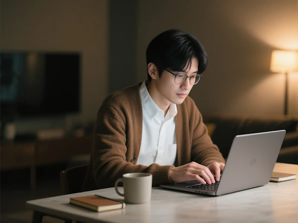 Man Working Indoors