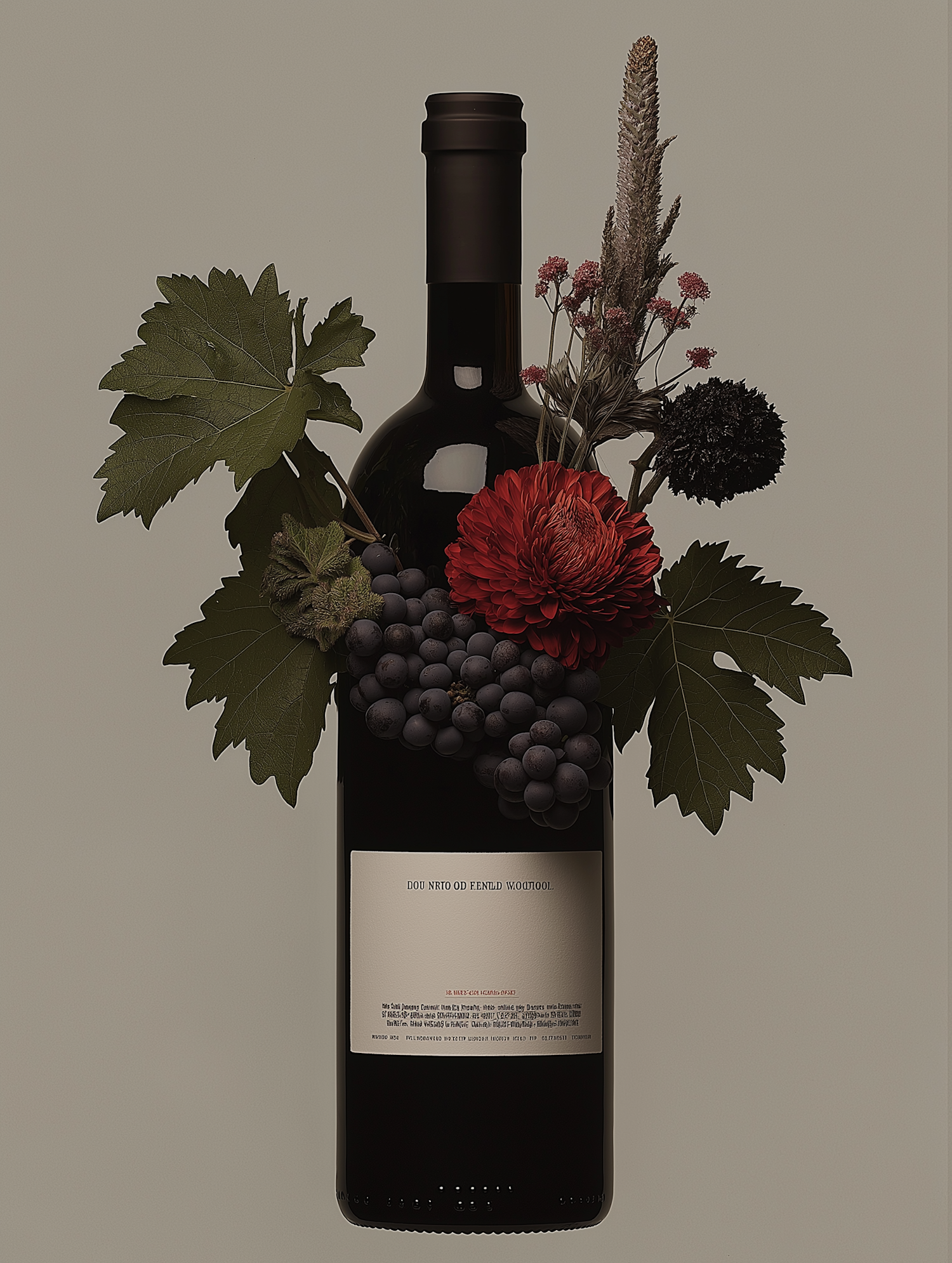 Floral Wine Bottle Composition