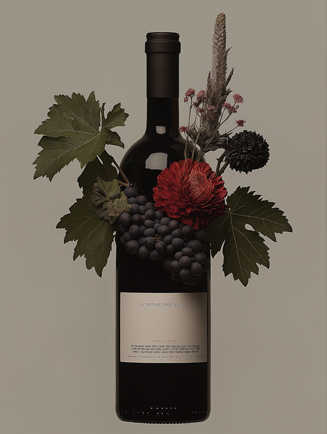 Floral Wine Bottle Composition