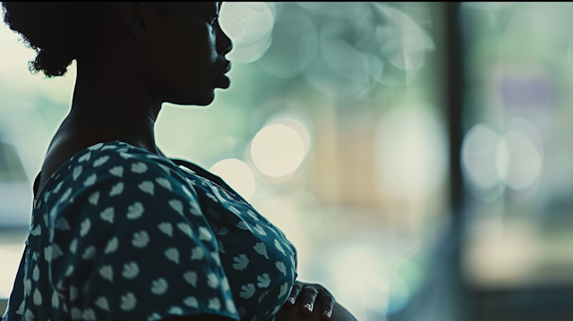 Contemplative Woman in Urban Evening