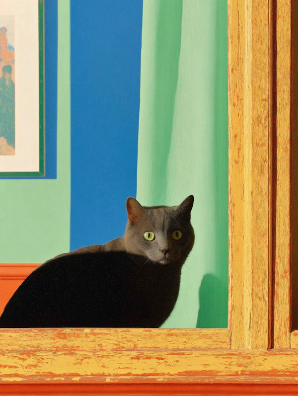 Black Cat on Windowsill